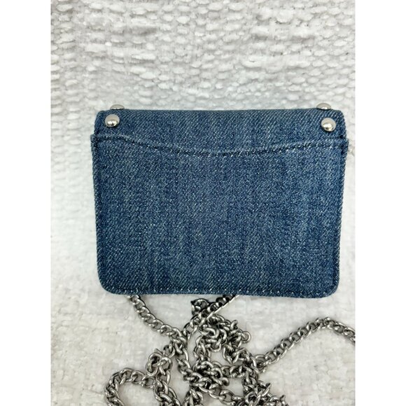 Coach Studded Blue Denim Wallet With Chain Strap #100504 - Picture 2 of 8